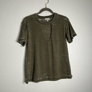 Lucky Brand Green Raw Hem Top Small